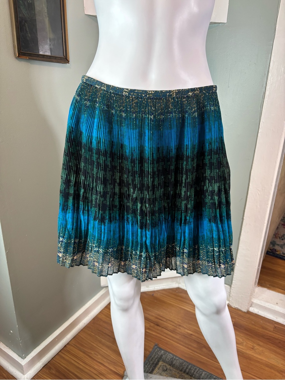 Madewell Broadway & Broome Abstract Sheer Pleated Mini Skirt Size 8